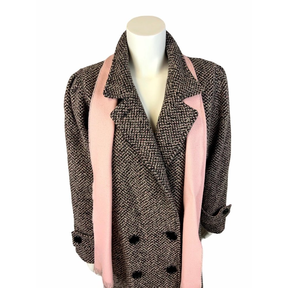 Women's vintage Wool trench coat with scarf - Picture 2 of 12